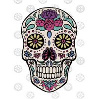 Sugar Skull III on Gray -Paper Art-30"x37"