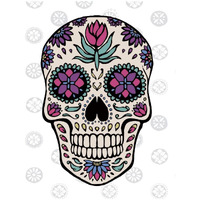 Sugar Skull IV on Gray -Paper Art-22"x26"