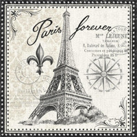 Bonjour Paris III Dark -Paper Art-38"x38"
