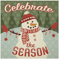 Retro Christmas VII Celebrate the Season -Paper Art-26"x26"