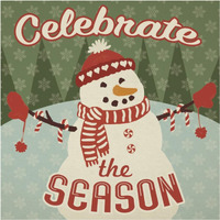 Retro Christmas VII Celebrate the Season -Paper Art-38"x38"