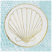 Summer Shells II Teal and Gold -Paper Art-26"x26"