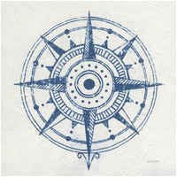 Indigo Gild Compass Rose I -Paper Art-26"x26"