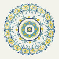Lakai Circle I Blue and Yellow -Paper Art-38"x38"