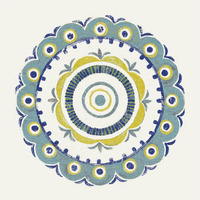 Lakai Circle II Blue and Yellow -Paper Art-38"x38"