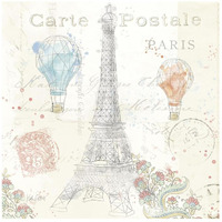 Lighthearted in Paris V -Paper Art-26"x26"
