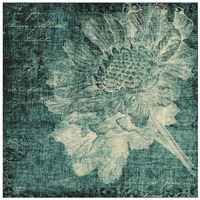Aqua Vintage Botanical -Paper Art-26"x26"