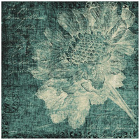Aqua Vintage Botanical -Paper Art-42"x42"