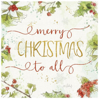Christmas Sentiments IV -Paper Art-26"x26"