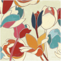 Cloisonne Tulipe II Turquoise and Indigo Vignette -Paper Art-32"x32"