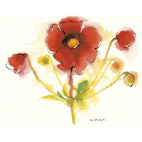 Flores Rojas IV -Paper Art-26"x22"