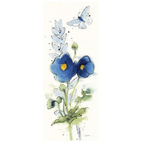 Independent Blooms Blue VI -Paper Art-18"x42"