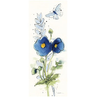 Independent Blooms Blue VI -Paper Art-22"x52"