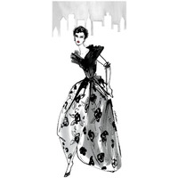 Fifties Fashion II with Red -Paper Art-22"x52"