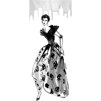 Fifties Fashion II with Red -Paper Art-32"x77"