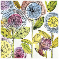 Watercolor Flowers -Paper Art-42"x42"