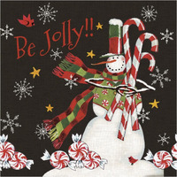 Sweet Snowmen II Black -Paper Art-38"x38"