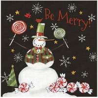 Sweet Snowmen IV Black -Paper Art-26"x26"
