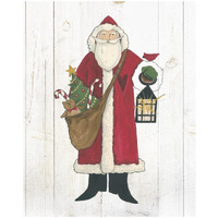 Vintage St Nick I no Words on White Wood -Paper Art-18"x22"