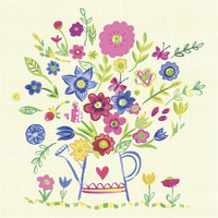 Pastel Summer Florals III -Paper Art-38"x38"