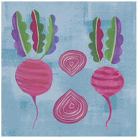 Veggie Time IV Blue -Paper Art-42"x42"