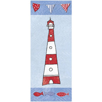 Coastal Lighthouse I on Blue -Paper Art-14"x32"