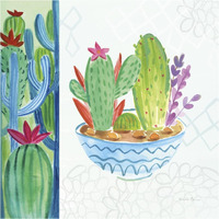 Cacti Garden II no Birds and Butterflies -Paper Art-38"x38"