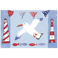 Coastal Bird III Blue -Paper Art-26"x18"