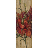 Vivid Red Lily on Gold -Paper Art-14"x38"