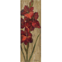 Vivid Red Gladiola on Gold -Paper Art-26"x74"