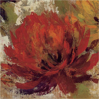 Fiery Dahlias II - Crop -Paper Art-38"x38"