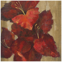 Vivid Red Gladiola on Gold Crop -Paper Art-42"x42"