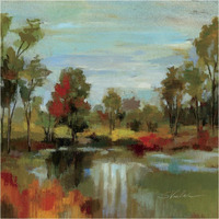 Hidden Pond Hues I -Paper Art-38"x38"