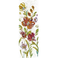 July Garden Trio I on White -Paper Art-14"x38"