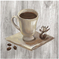 Coffee Time IV on Wood -Paper Art-42"x42"