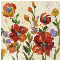 July in the Garden II Cream Crop -Paper Art-26"x26"