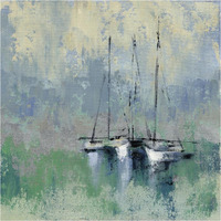 Boats in the Harbor II -Paper Art-38"x38"