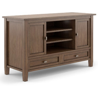Warm Shaker SOLID WOOD 47 inch Wide Transitional TV Media Stand in Rustic Natural Aged Brown For TVs up to 50 inches