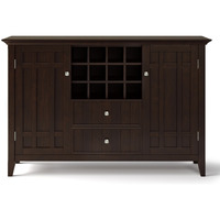 Bedford SOLID WOOD 54 inch Wide Transitional Sideboard Buffet and Wine Rack in Dark Chestnut Brown