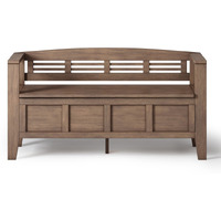 Adams SOLID WOOD 48 inch Wide Contemporary Entryway Storage Bench in Rustic Natural Aged Brown