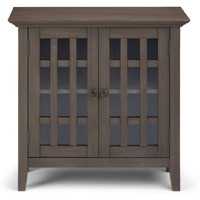 Bedford SOLID WOOD 32 inch Wide Transitional Low Storage Media Cabinet in Farmhouse Grey