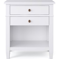 Carlton SOLID WOOD 24 inch Wide Transitional Bedside Nightstand Table in White