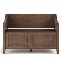 Connaught SOLID WOOD 42 inch Wide Traditional Entryway Storage Bench in Rustic Natural Aged Brown