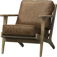Albert PU Leather Accent Chair - Nubuck Chocolate Brown