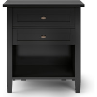 Warm Shaker SOLID WOOD 24 inch Wide Transitional Bedside Nightstand Table in Black