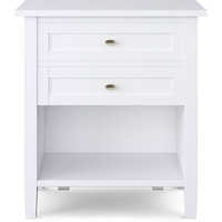 Warm Shaker SOLID WOOD 24 inch Wide Transitional Bedside Nightstand Table in White