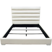 Bardot Channel Tufted Queen Bed in White Leatherette by Diamond Sofa