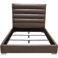 Bardot Channel Tufted Queen Bed in Elephant Grey Leatherette by Diamond Sofa