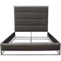 Empire Queen Bed in Weathered Grey PU with Handbrushed Silver Metal Frame by Diamond Sofa