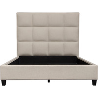 Devon Grid Tufted Eastern King Bed in Sand Fabric by Diamond Sofa